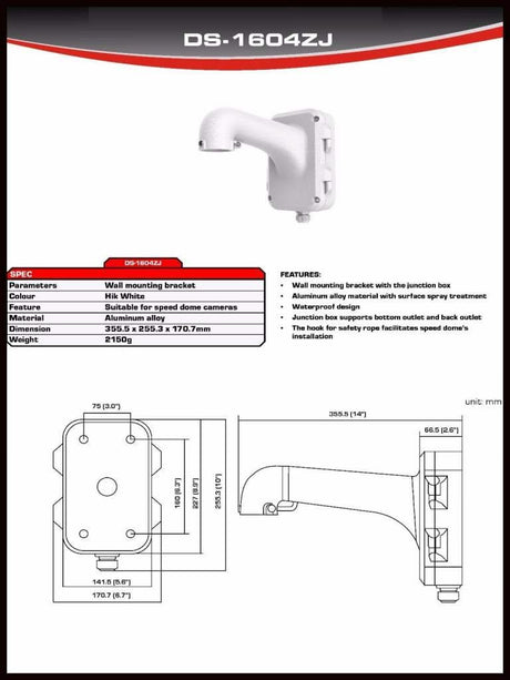 Hikvision DS-1604ZJ-BOX Wandhalterung für PTZ-Kameras