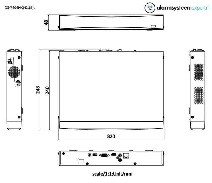 Hikvision DS-7604NXI-K1 4 channels 4K without POE