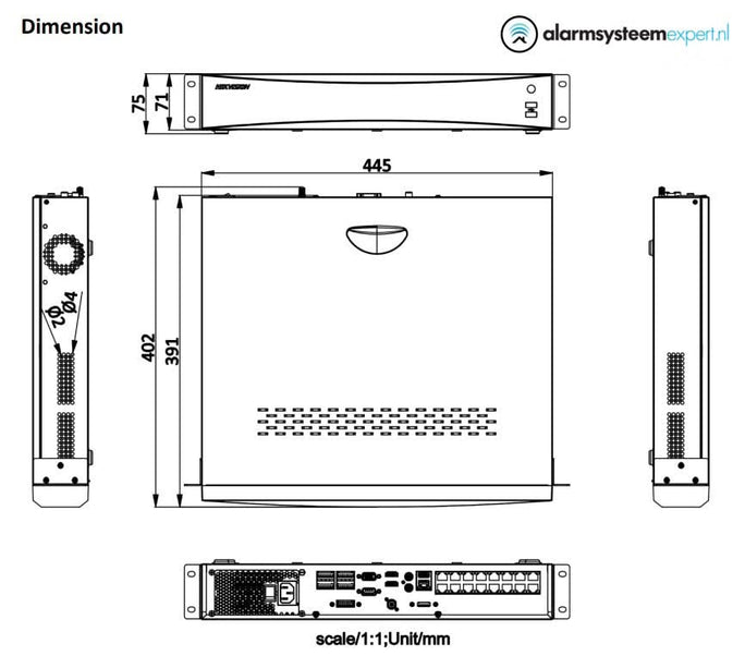 Hikvision DS-7732NXI-I4/16P/S Network Video Recorder Acusense (NVR) 4 SATA, 4K Ultra HD