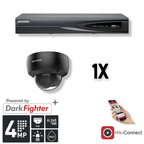 Hikvision Set 1x Dome 4MP + Recorder & Cabling