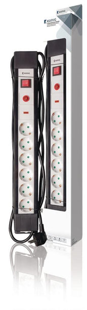 König Overspanningsbeveiligde Stekkerdoos Pro-Line 6-Wegs 3.00 m - Geaard