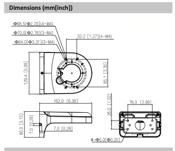 Dahua PFB2204W-B Muursteun Zwart voor diverse Dahua cameras