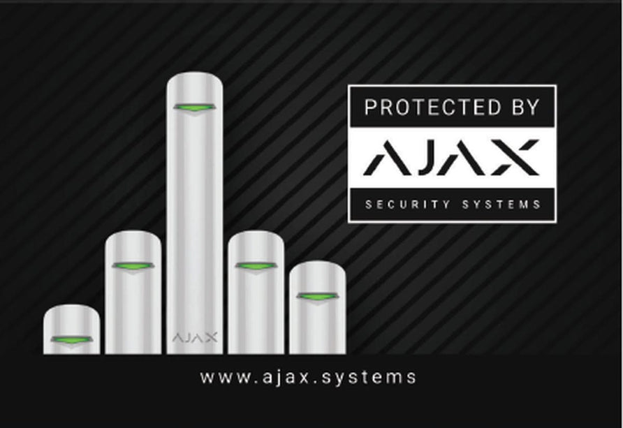 Autocollant Ajax Systems 150 x 100mm (Protégé par)