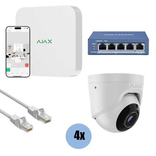 Ajax Systems Kit 4x Turret, NVR en bekabeling