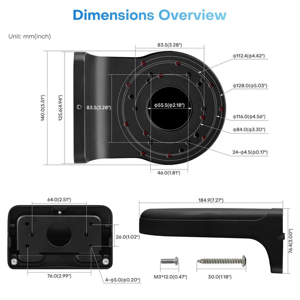 alarmsystemexpert alarmsystemexpert Support de caméra Noir pour caméras Hikvision et Dahua