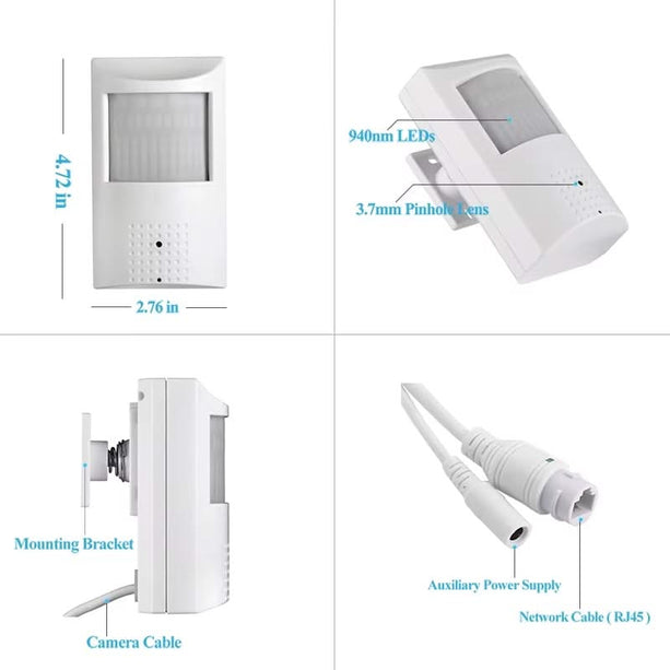 Alarm SystemExpert.de Alarm SystemExpert.de Bewegungsmelder IP-Kamera (PIR), Full HD, Onvif, PoE, Mikrofon, 940Nm IR