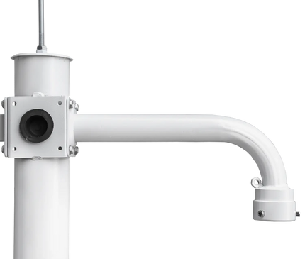 AlarmsysteemExpert.nl Mât pour caméra 4,5 m, blanc, en acier galvanisé, paratonnerre