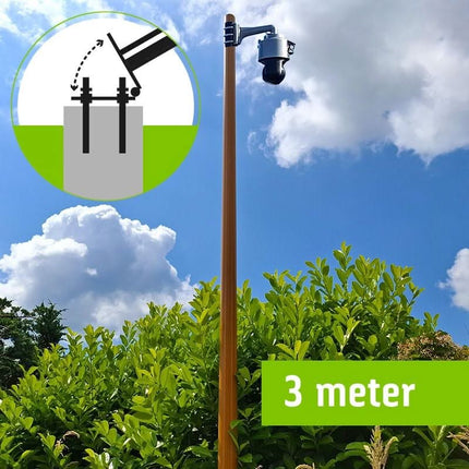 AlarmsysteemExpert.nl Lichte houtstructuur cameramast met kantelanker 3 meter