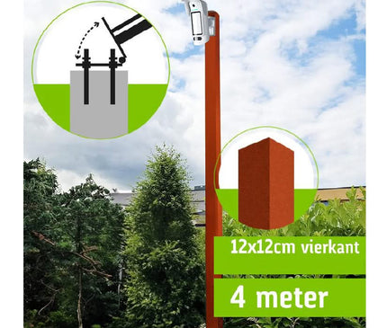 AlarmsysteemExpert.nl SecuTower Kantelbare vierkante aluminium cameramast 4 meter RAL-2004