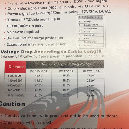 AlarmsysteemExpert.nl Video Balun set voor video, data en voeding over UTP