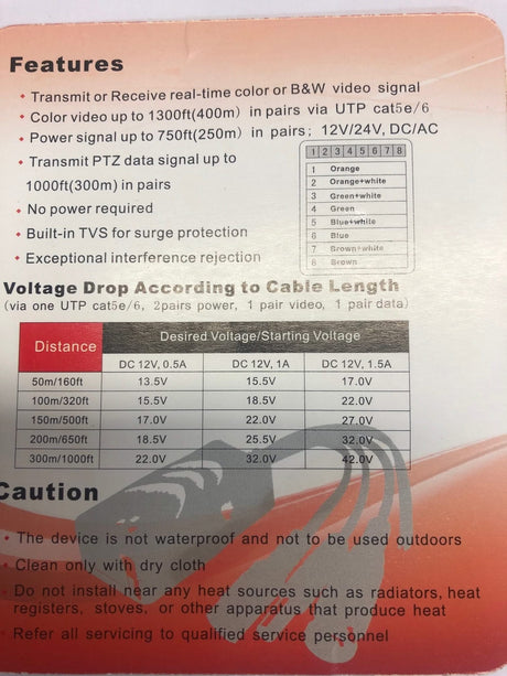 AlarmsysteemExpert.nl Video Balun set voor video, data en voeding over UTP