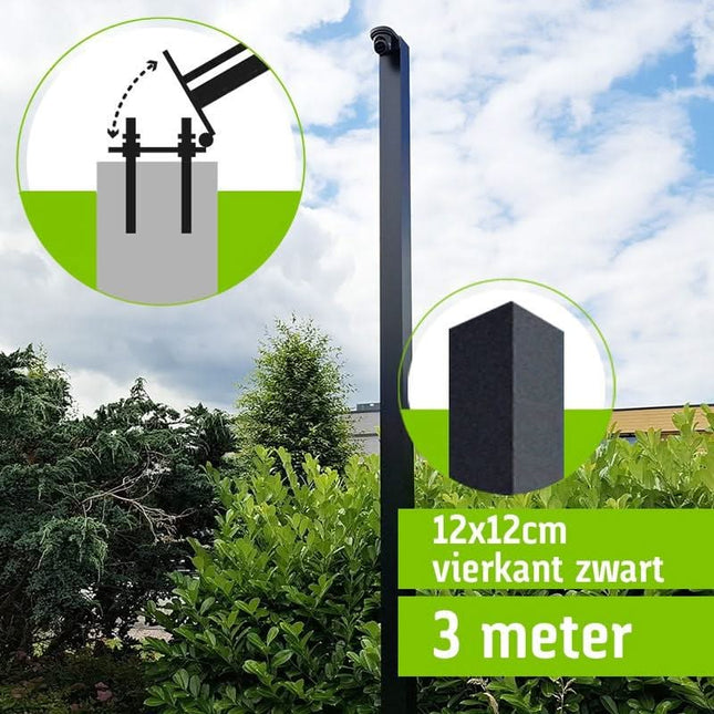 Alarm SystemExpert.co.uk Quadratischer Kameramast mit Kippanker 3 Meter Schwarz