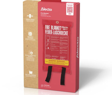Packaging for the Alecto SB11 fire blanket, 100 x 100 cm