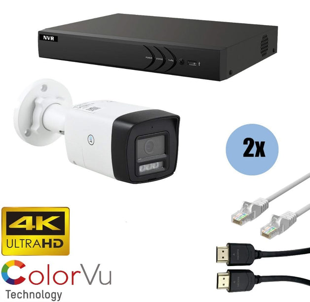 ASE Kit, 2x Bullet, 8Mp 4K Ultra HD, ColorVu met NVR en bekabeling
