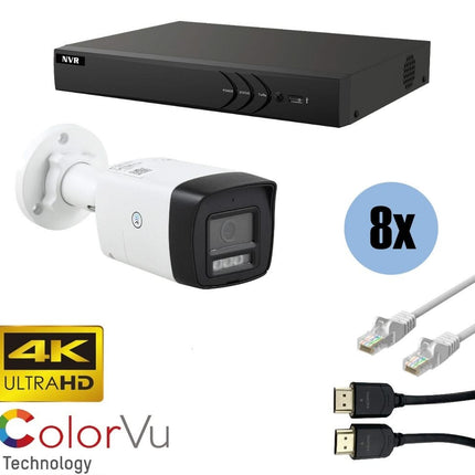 ASE Kit, 8x Bullet, 8Mp 4K Ultra HD, ColorVu met NVR en bekabeling