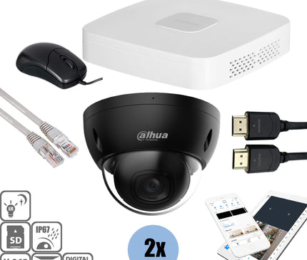 Dahua Dahua Black kit 2x Dome 8MP + Recorder & Cabling
