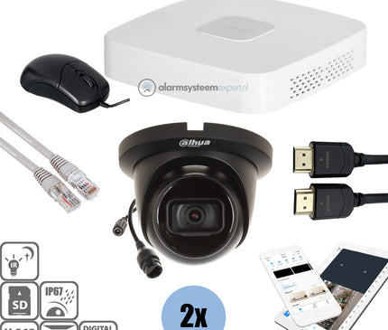Dahua Dahua Black Kit 2x Turret 4 Mp + Recorder & Cabling