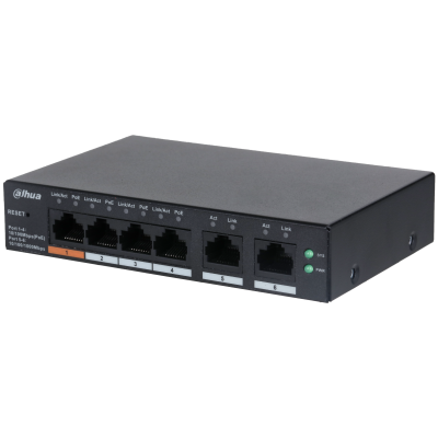 Dahua Dahua DH-CS4006-4ET-60, 4xPoE 100Mb poorten, Smart Switch, 2x Uplink Gigabit