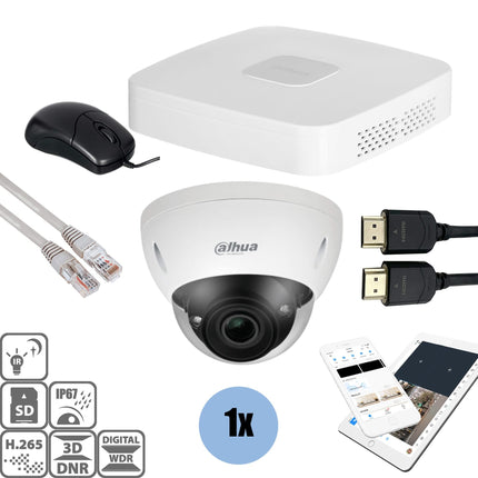 Dahua Dahua Set 1x Dome 4MP + Rekorder & Verkabelung