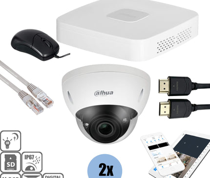 Dahua Dahua Set 2x Dome 4MP + Recorder & Cabling