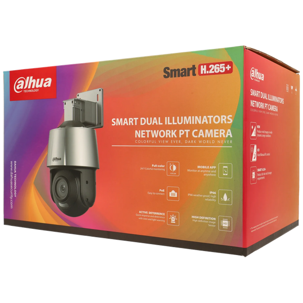 Dahua SD3A400-GN-A-PV, 4MP PT Beveiligingscamera met Slimme Verlichting en Sirene