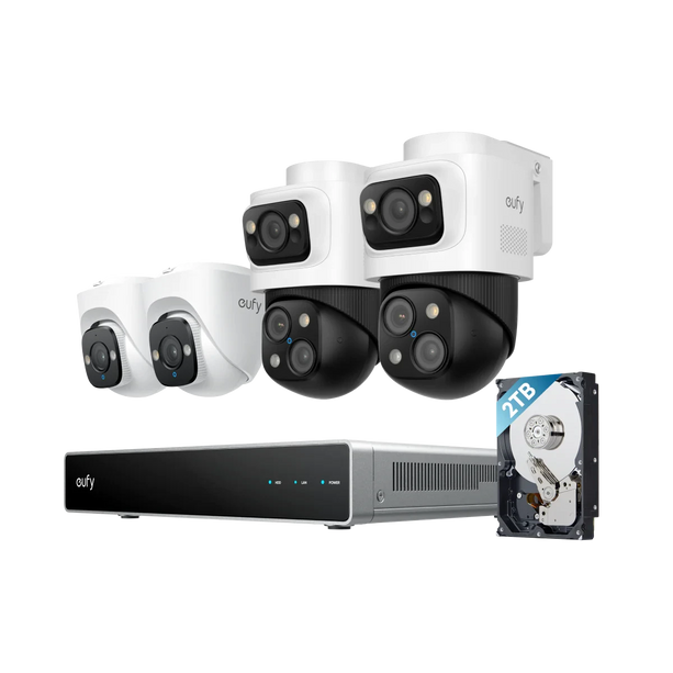 Eufy Beveiligingscamera set; PoE recorder, 2x Turret en 2x PTZ camera