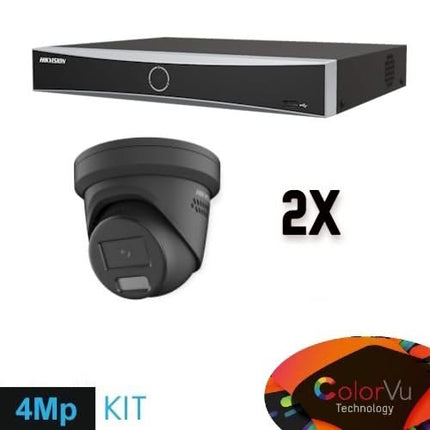 Hikvision Colorvu Set 2x Turret 4MP Recorder + Bekabeling
