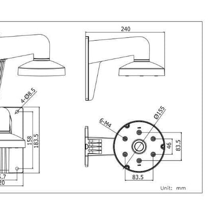 Hikvision DS-1473ZJ-155 aluminium wandbeugel