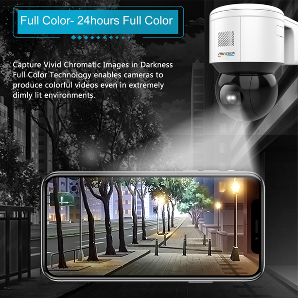 Hikvision DS-2DE3A404IWG-E/W, 4 MP, PTZ, Smart Hybrid LED, WiFi, 2-weg audio, Incl. muursteun