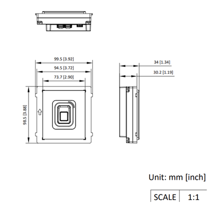 Hikvision DS-KD-MFB-S, vingerafdruk en kaartlezermodule RVS