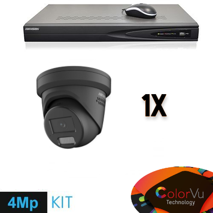 Hikvision Hikvision Colorvu Set 1x Turret 4MP Recorder + Cabling