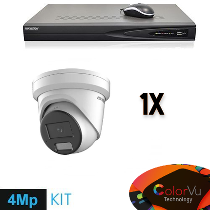 Hikvision Hikvision Colorvu Set 1x Turret 4MP Recorder + Bekabeling