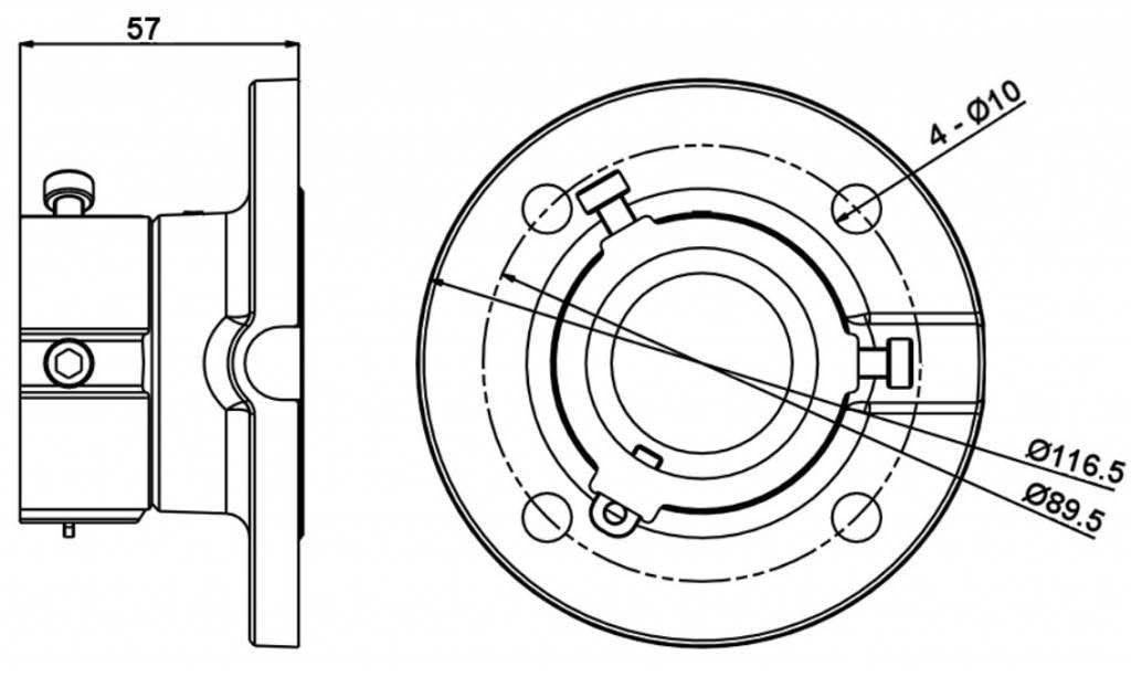 Hikvision Hikvision DS-1663ZJ BEUGEL PTZ DOME Plafondsteun 57mm