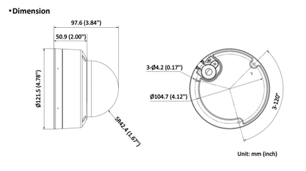 Hikvision Hikvision DS-2CD2186G2H-ISU 8MP/4K DarkFighter AcuSense Dome Camera, PoE, Microphone