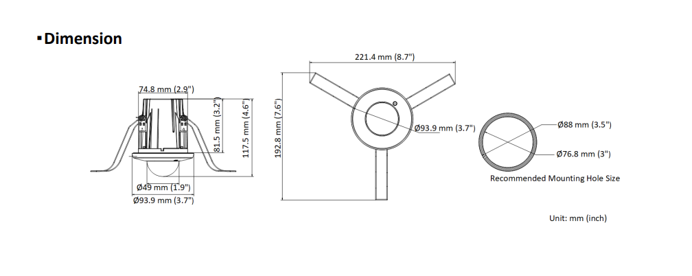 Hikvision Hikvision DS-2CD2E43G2-U(2.8MM), 4 MP AcuSense Recessed Mini Dome