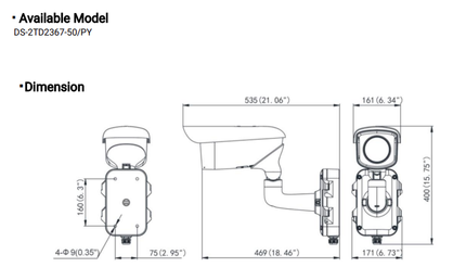 Hikvision Hikvision DS-2TD2367-50/PY, Wärmebildkamera für Perimetersicherheit, Brandschutz und Temperaturüberwachung, u.a.