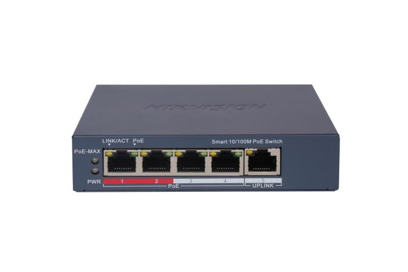 Hikvision Hikvision DS-3E1105P-EI, 5 poorts Smart switch met 4x PoE, 100 Mb