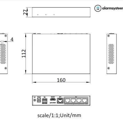 Hikvision Hikvision DS-E04NI-Q1/4P, incl. 1 or 2TB SSD Suitable for 4 IP cameras 4x PoE
