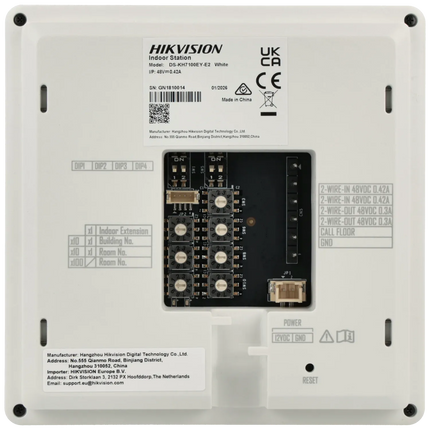 Hikvision Hikvision DS-KH7100EY-E2-W, 2-Draads Modulaire intercom, binnenpost monitor