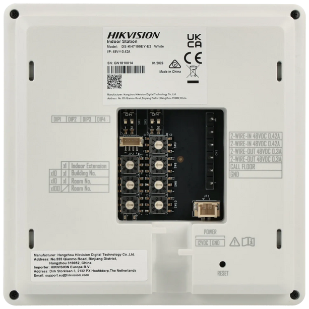 Hikvision Hikvision DS-KH7100EY-E2-W, 2-Draads Modulaire intercom, binnenpost monitor