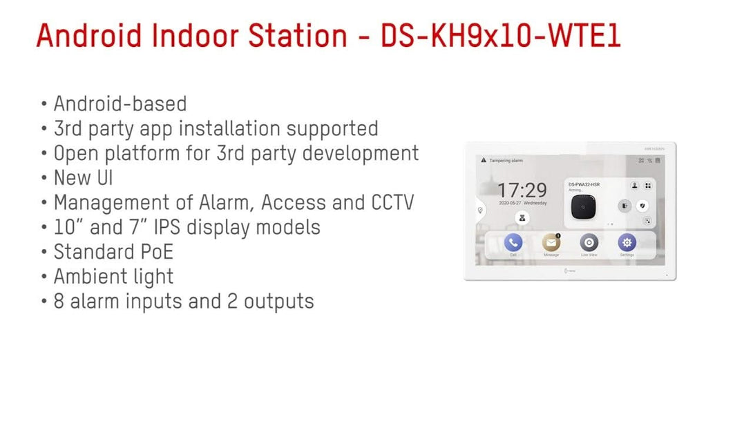 Hikvision Hikvision DS-KH9510-WTE1(B) All-in-one-Innenstation 10,1 Zoll Android