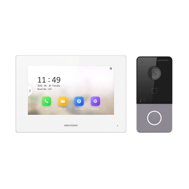 Hikvision Hikvision DS-KIS603-P(B) Kit d'interphone vidéo 1 Sonnette vidéo 1 Poste intérieur 7" 2x alimentation électrique