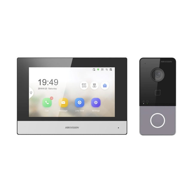 Hikvision Hikvision DS-KIS603-P(B) Kit d'interphone vidéo 1 Sonnette vidéo 1 Poste intérieur 7" 2x alimentation électrique