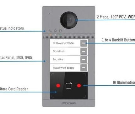Hikvision Hikvision DS-KV8213-WME1 Inbouw 2 beldrukkers IR verlichting PoE 12v