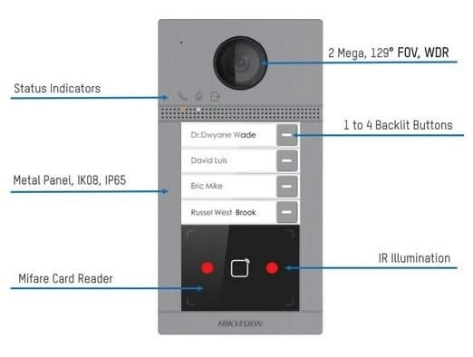 Hikvision Hikvision DS-KV8213-WME1 Unterputz 2 Klingeldrücker IR-Beleuchtung PoE 12v