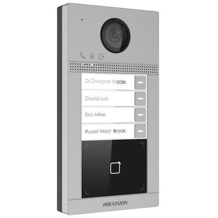 Alarm SystemExpert.co.uk Alarm SystemExpert.co.uk DS-KV8413-WME1/FLUSH Flush-mounted 4 bell pushers IR illumination PoE 12v