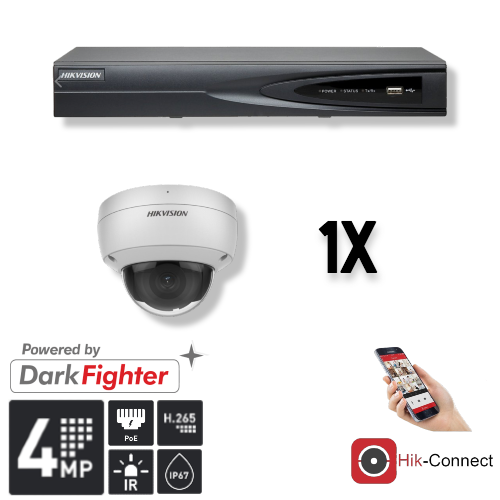 Hikvision Hikvision Set 1x Dome 4MP + Recorder & Bekabeling
