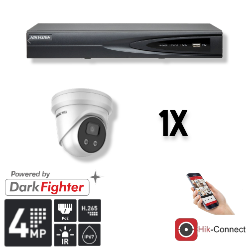Hikvision Hikvision Set 1x Turret 4MP + Recorder & Cabling