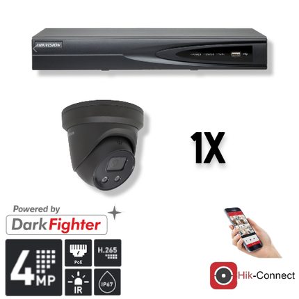 Hikvision Hikvision Set 1x Turret 4MP + Recorder & Bekabeling