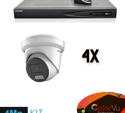 Hikvision Hikvision Set 4x Turret 4MP + Rekorder & Verkabelung